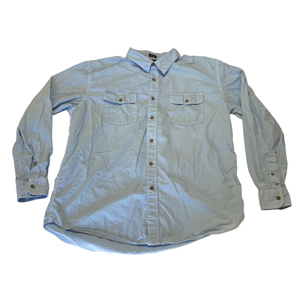 Tommy Hilfiger Trim Fit Blue Long Sleeve Button Down Shirt Men’s Size XL Preppy